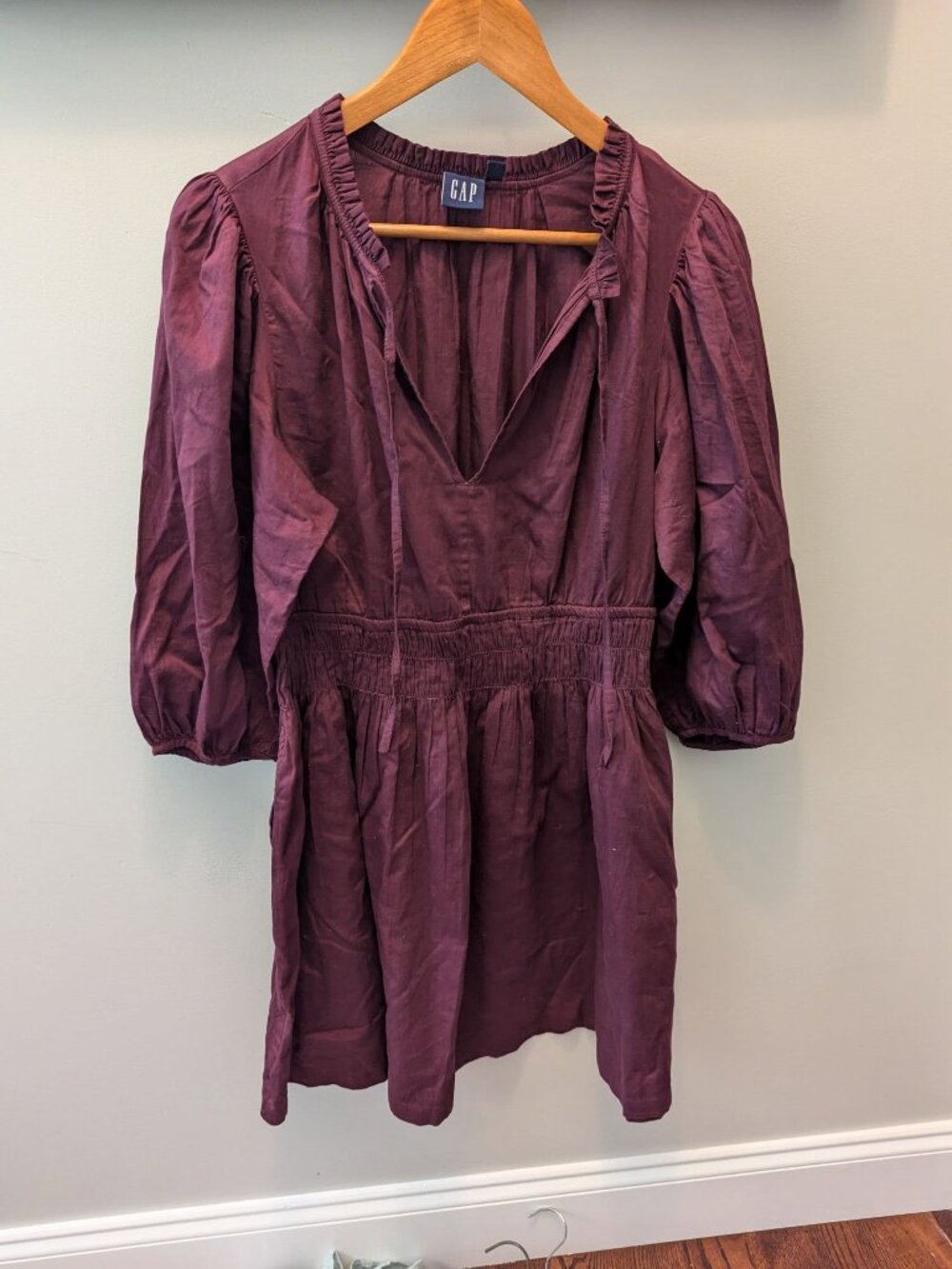 LP Gap 100% cotton burgundy lightweight dress balloon sleeve